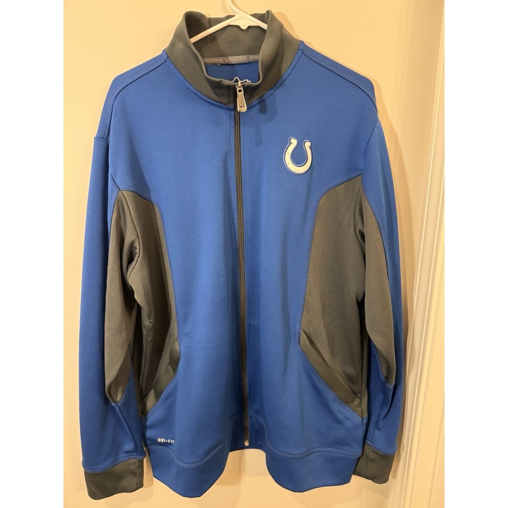 Indianapolis Colts‎ Nike On Field Jacket Mens Large Blue Full Zip Dri-Fit NFL